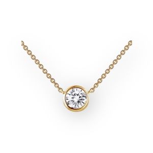 new Lassaire ☺︎︎ Bezel Set Simulated Diamond Necklace ☺︎︎ 18K Gold Plated 925 SS